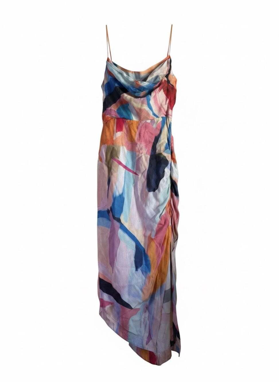 Anthropologie Abstract Print Cowl Neck Midi Dress Size 6